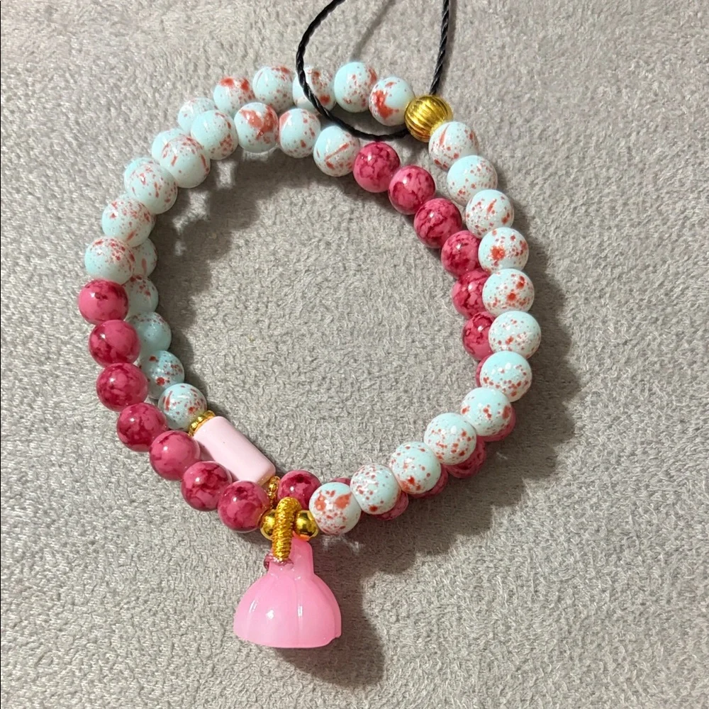 Pink and Blue Beaded Kids Bracelet